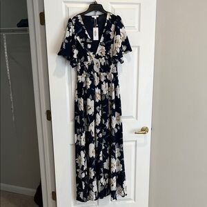 Baltic Born Navy and White Floral Maxi Dress